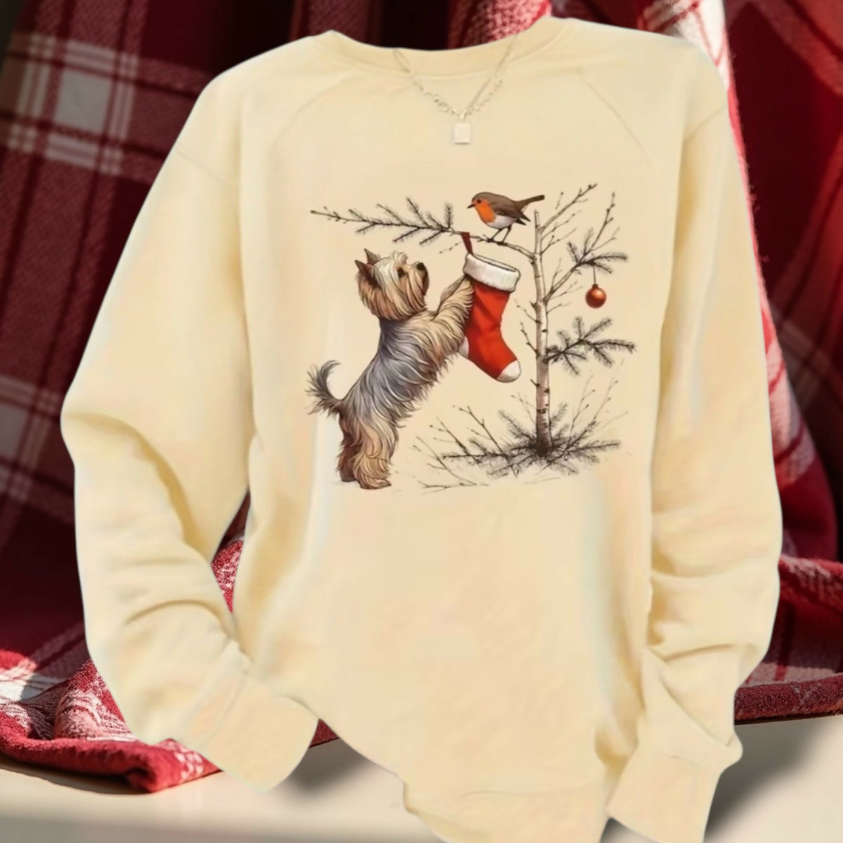 Anytime Crystals Yorkie & Stocking Sweatshirt