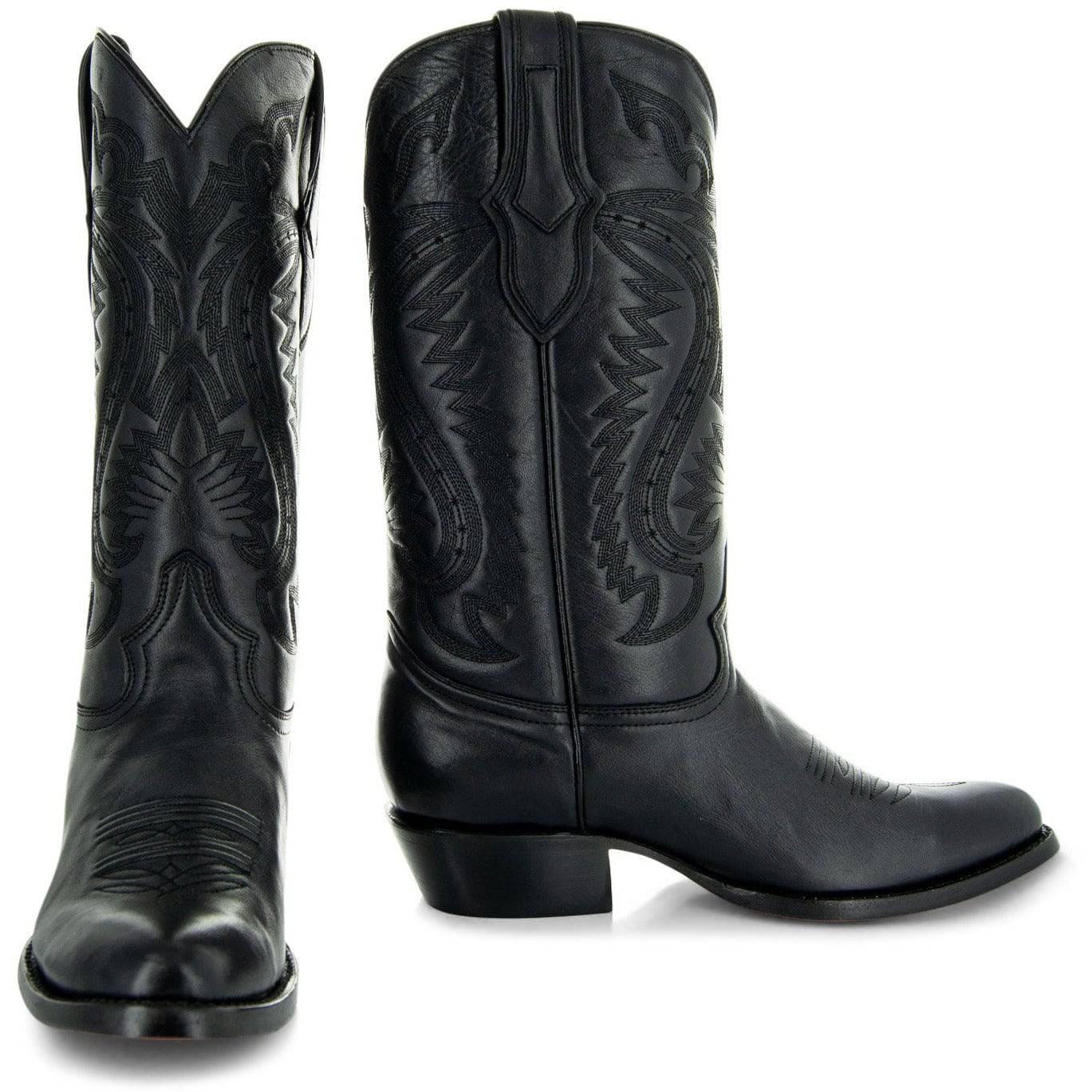 cowboy dress boots Soto Boots Mens Classic Round Toe Cowboy Boots H7001, Black