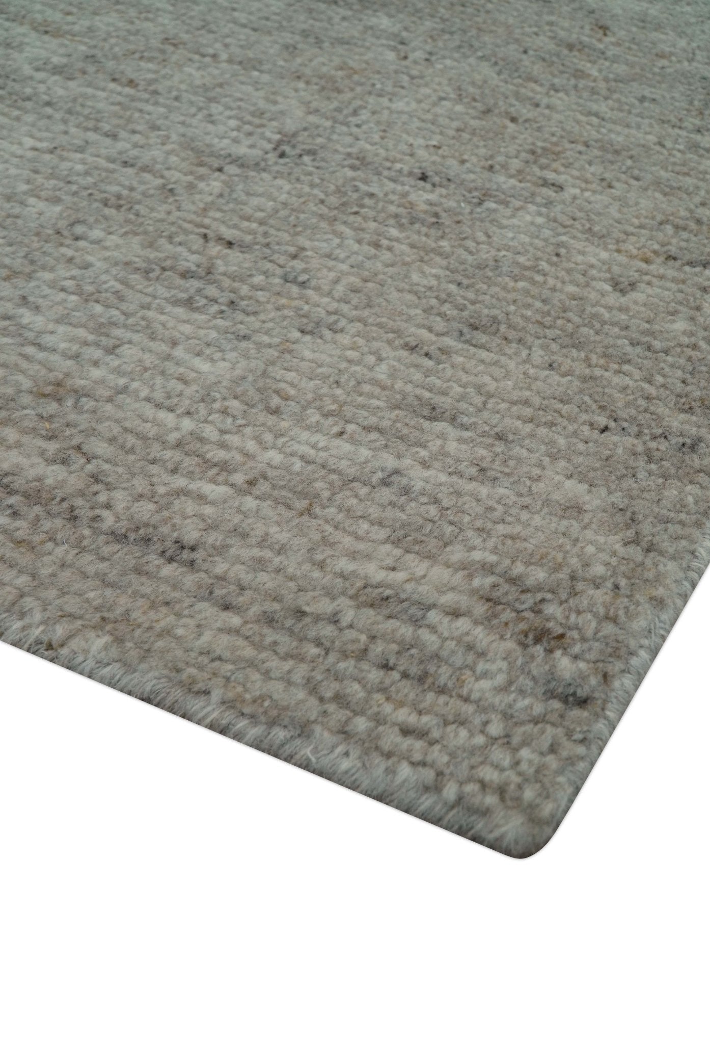 Tulu Modern Solid Beige Hand Knotted Wool Area Rug