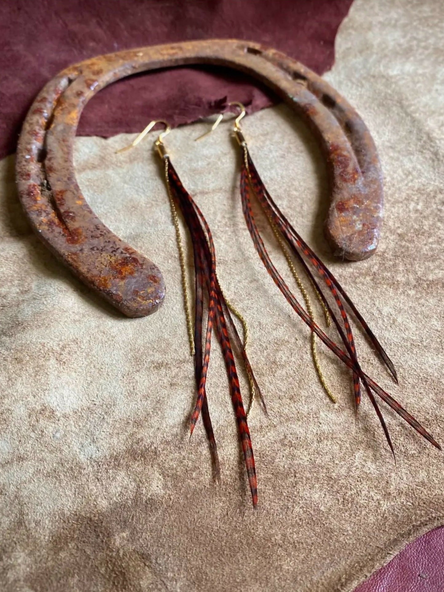 Auburn Grizzly & Brown Grizzly/Gold Earrings