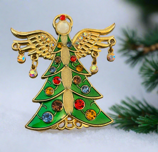 Vintage angel Christmas broach