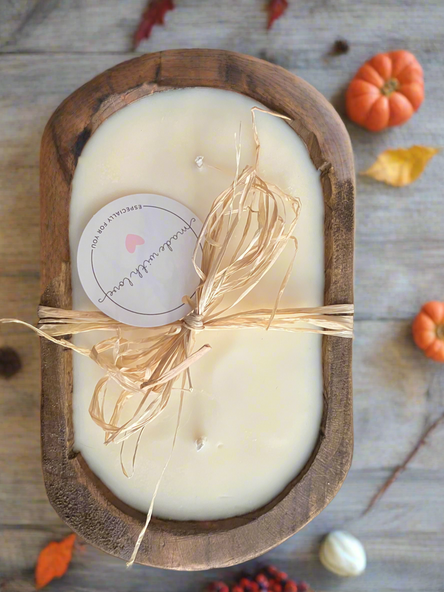 Hand- Poured 20 Ounce Oval Dough Bowl Candle