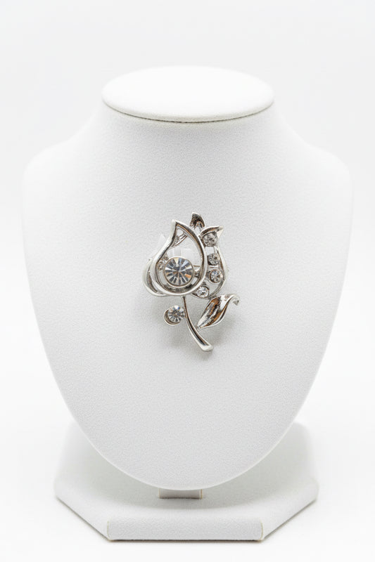 Silver Tone Bijoux By Meera tulip brooch