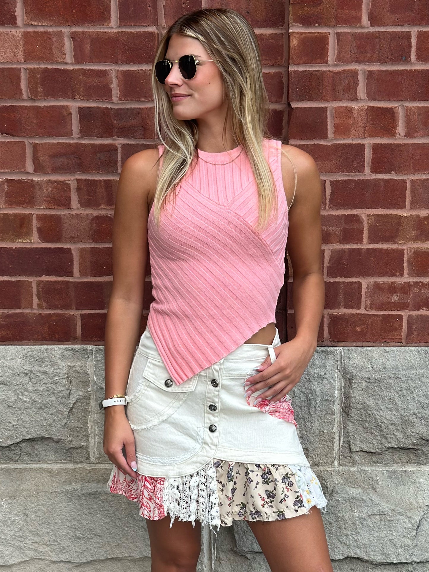 POL Playful Patchwork Mini Skirt