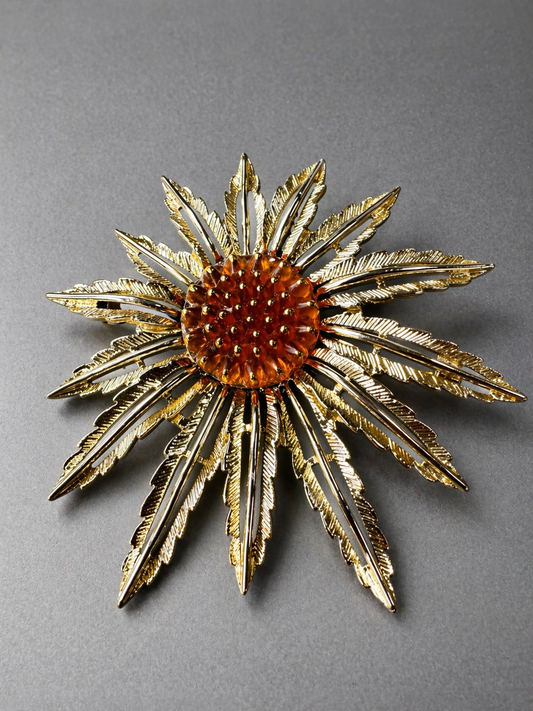 Vintage Sarah Coventry “Sunflower” or “Starburst” Brooch 2.5”