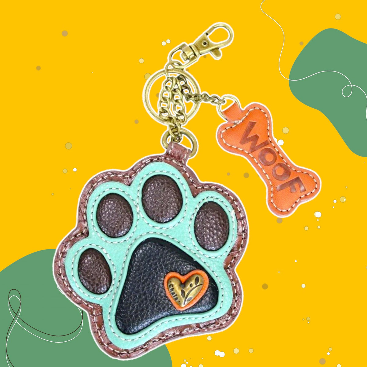 Anytime Crystals Chala Handbags Fob/Coin Purse - Teal Pawprint