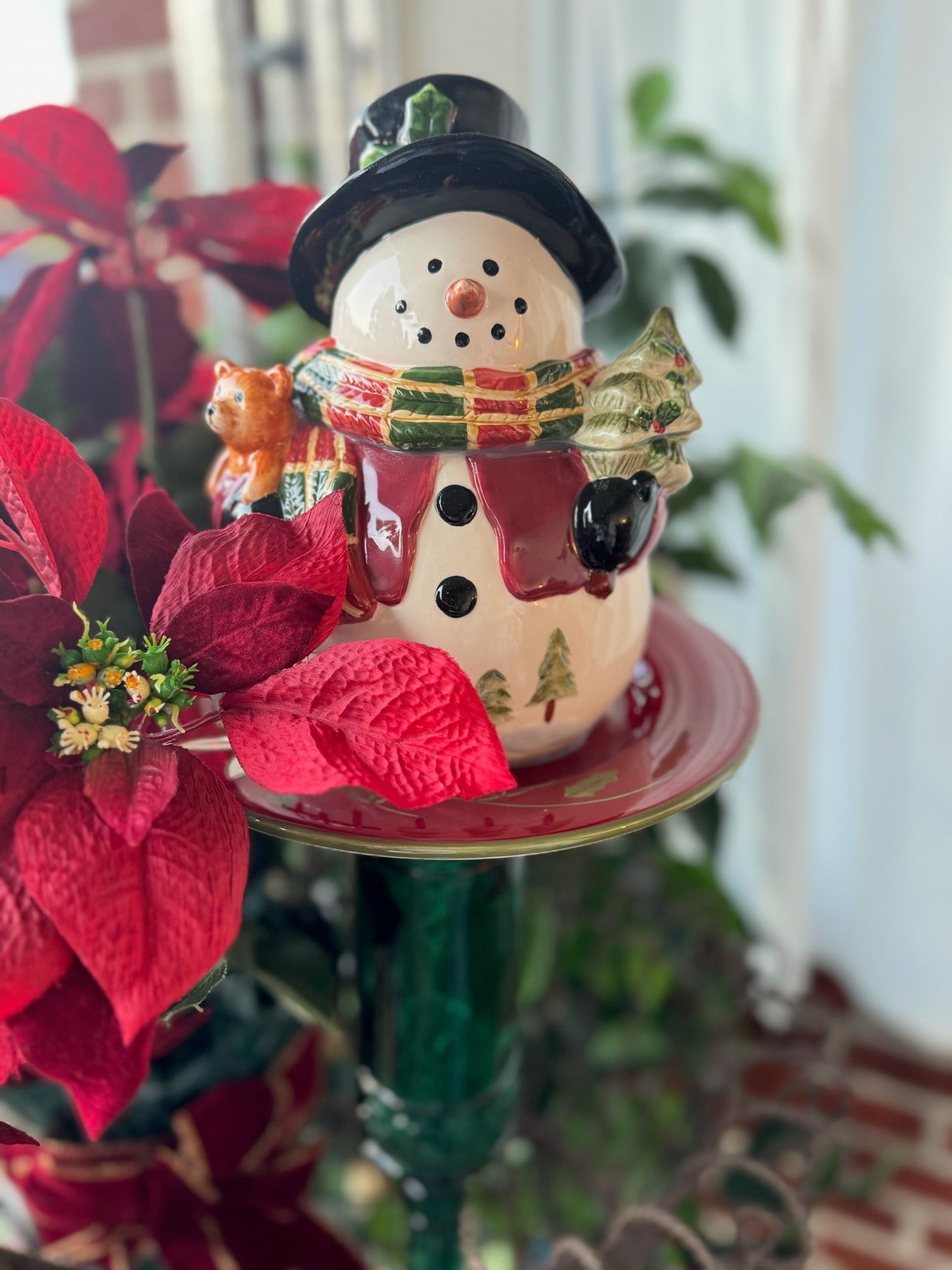 Snowman with teddy Garden Stake