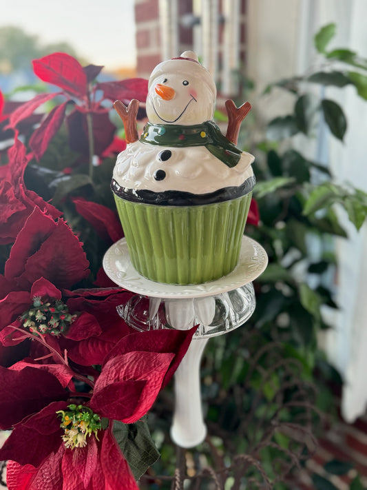 Cupcake Snowman Garden Stake