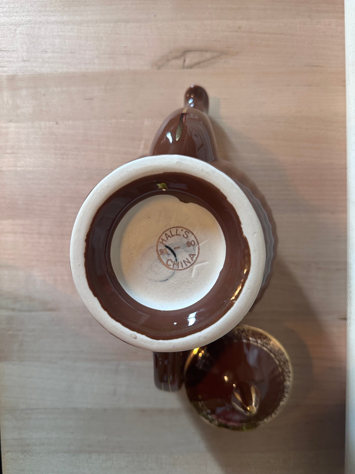 Hall Brown Gold Ceramic Teapot