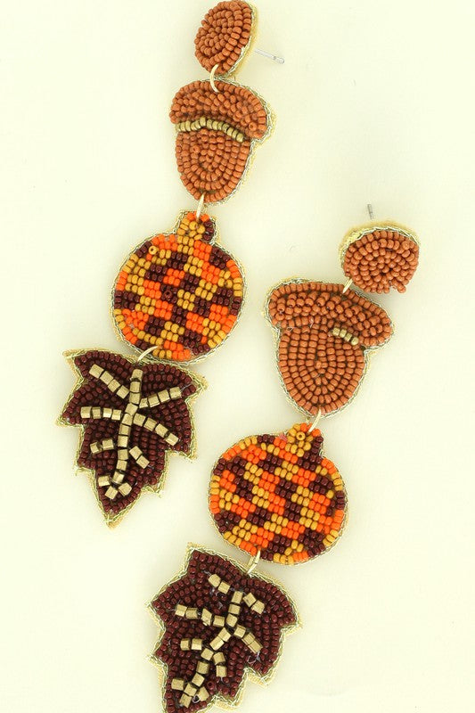 Beaded Acorn Earrings