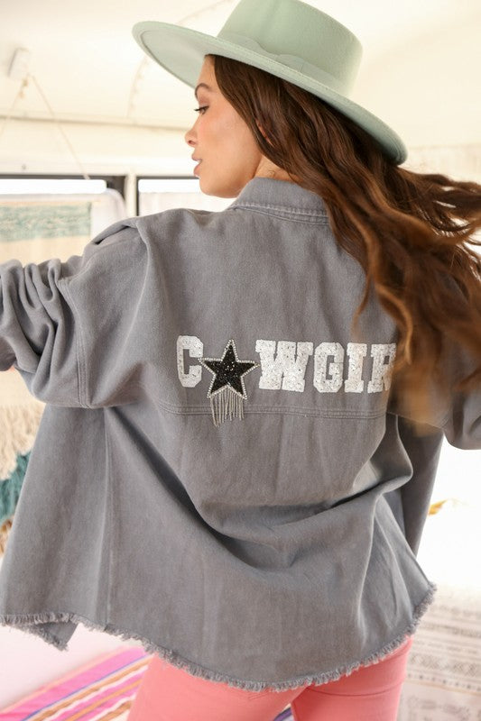 Sequin Pockets Cowgirl Oversized Jacket
