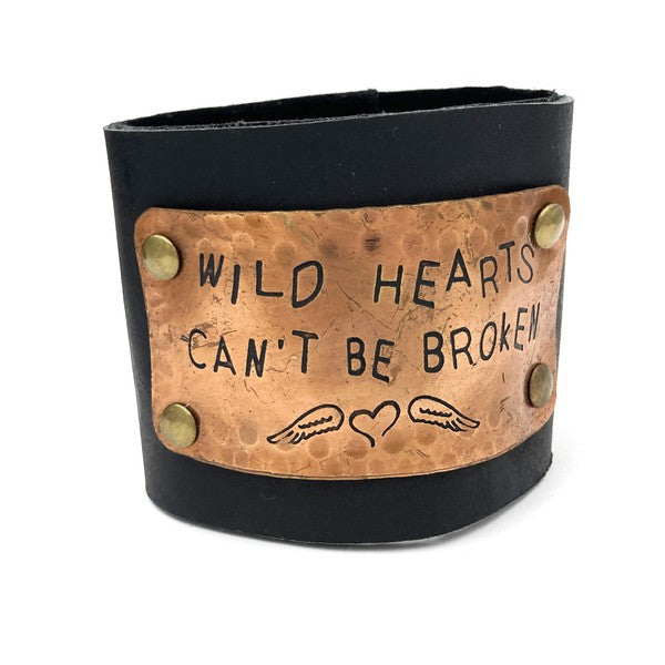 Wild Hearts Cant Be Broken Wide Leather Bracelet