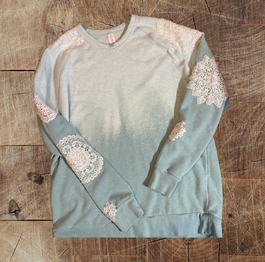 Bleached Ombre Upcycled Sweatshirt Size XL