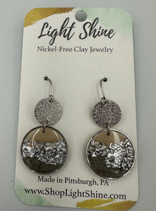 Hammered Silver Circle Dangle Earrings