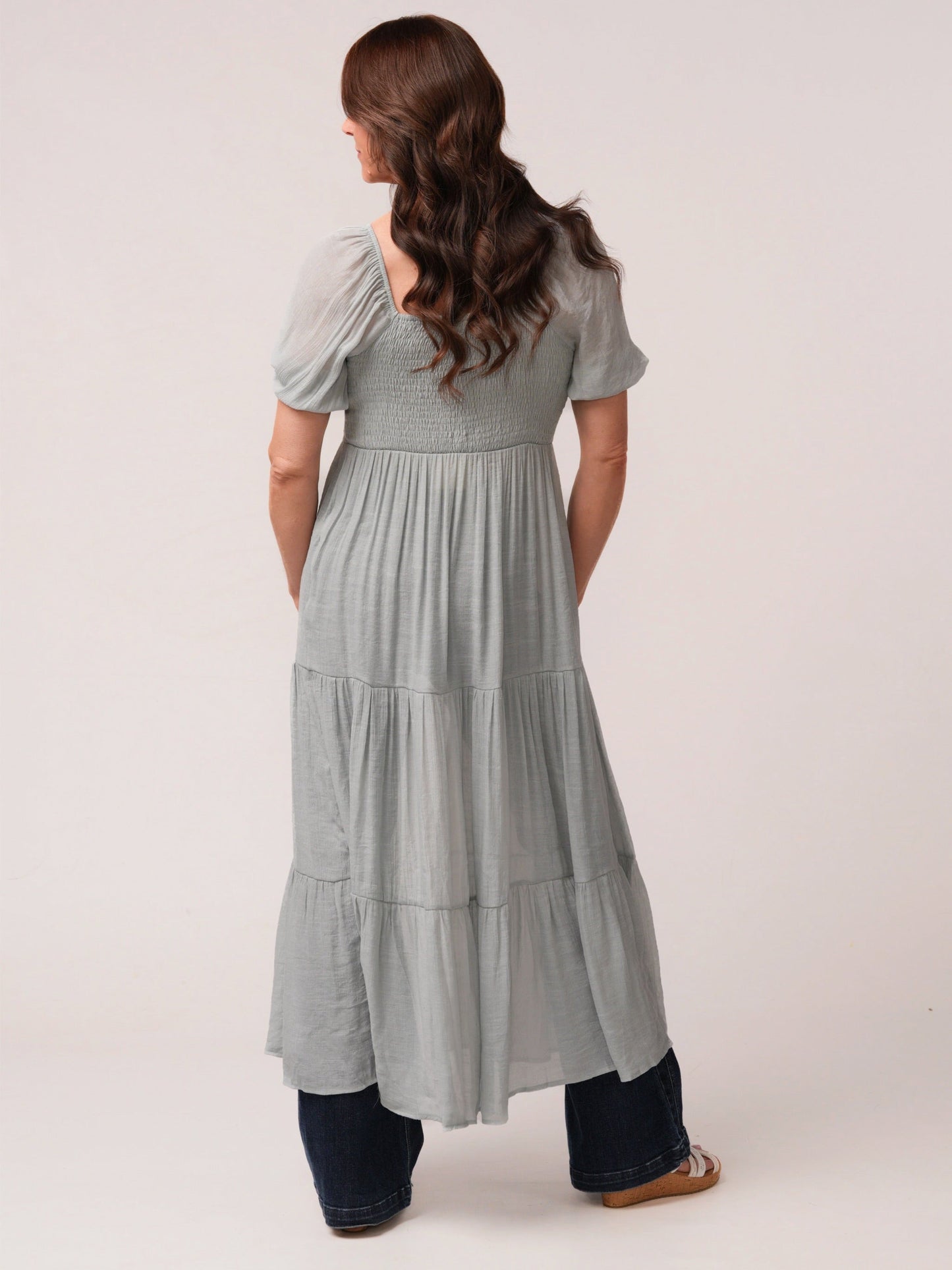Light Blue Romantic Duster with Button Front