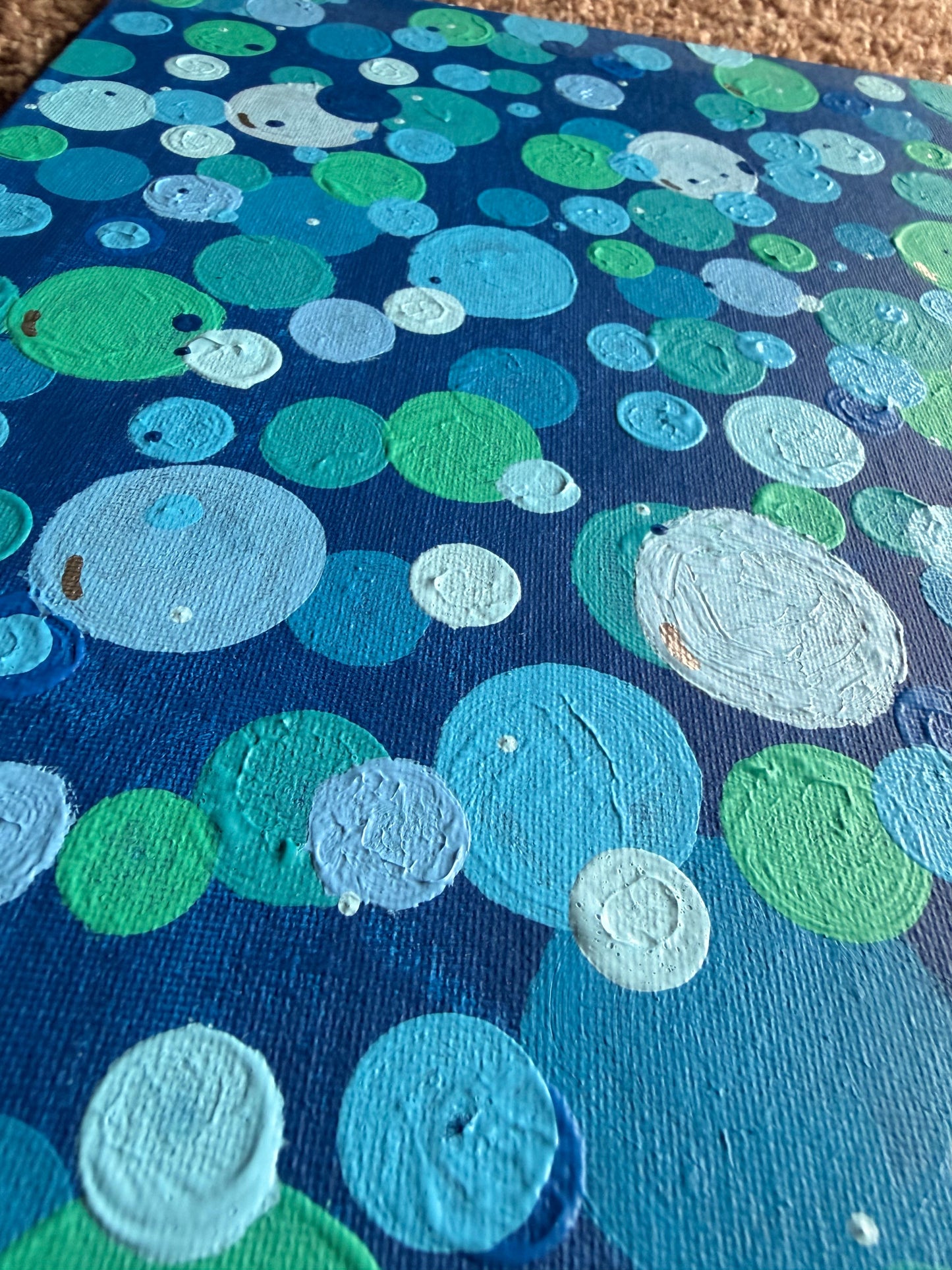 Blue Dot Canvas Painting 10x10