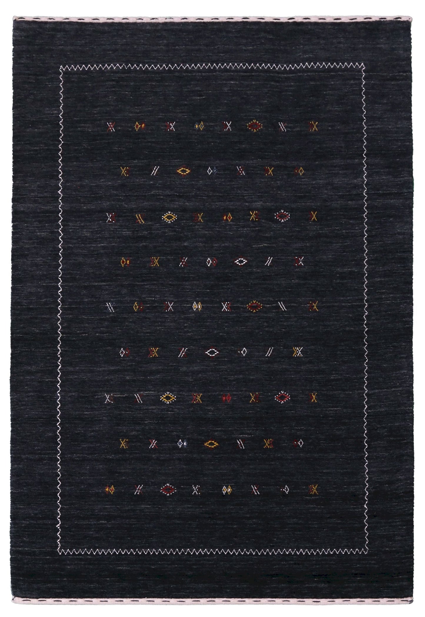 Modern Charcoal And White Hand Loomed Wool Area Rug