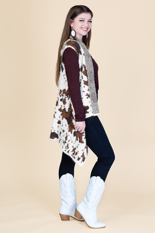 Cow Print Sweater Vest