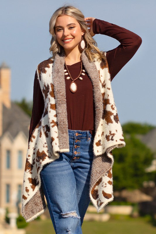 Cow Print Sweater Vest