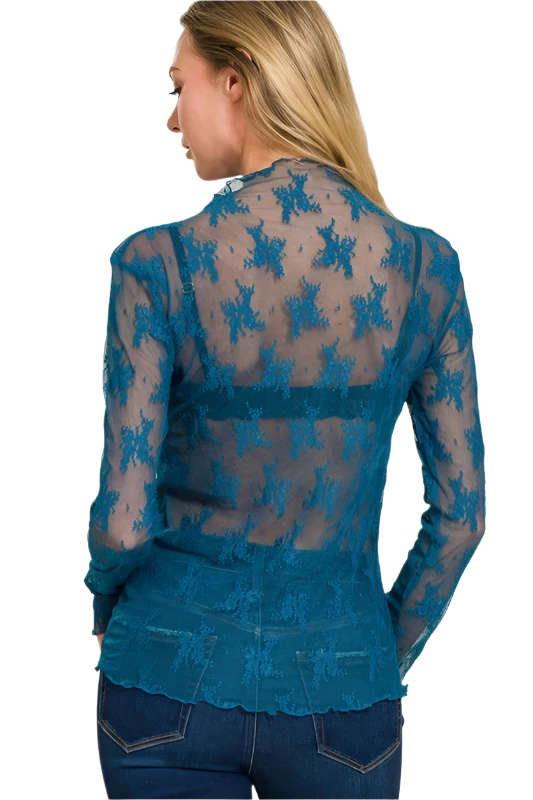 TEAL LACE LAYERING TOP