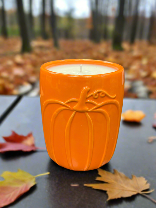 Hand- Poured Pumpkin Jar Soy Candle