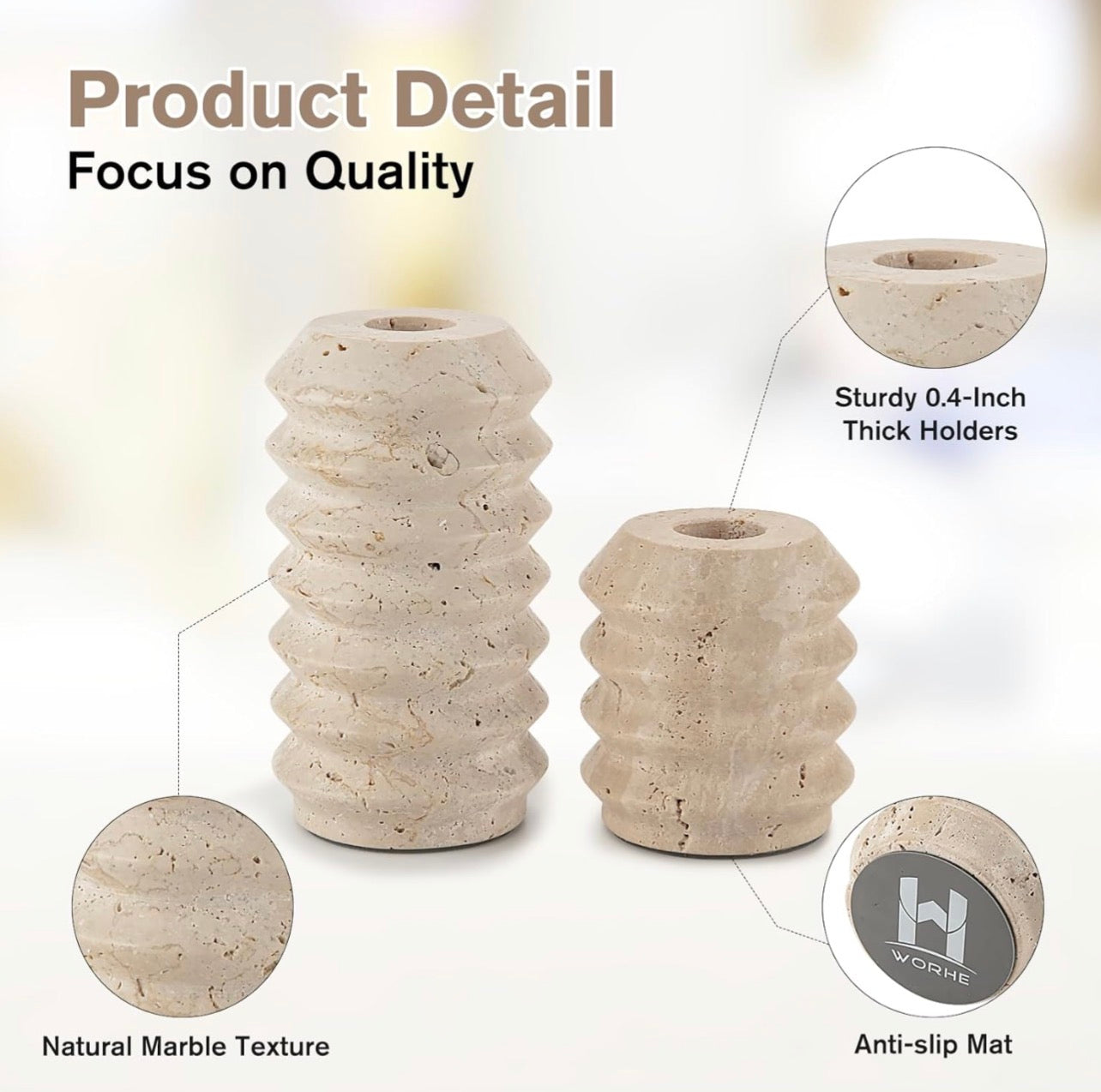 Worhe Marble Taper Candle Holders