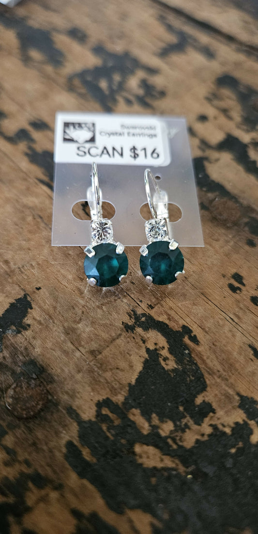 Anytime Crystals 8.5mm Lush Green Earrings