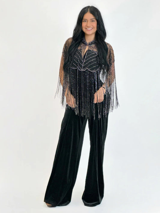 Peacock Glass Beaded Cape