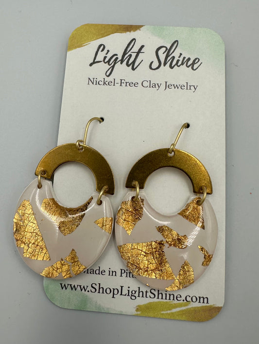 White & Gold Statement Dangle Earrings