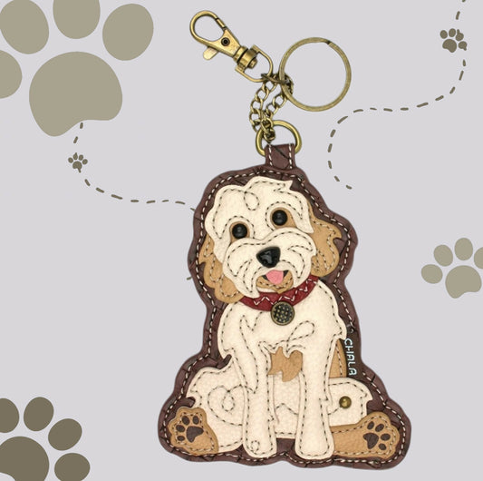 Anytime Crystals Chala Handbags Coin Purse / Key Fob - Labradoodle