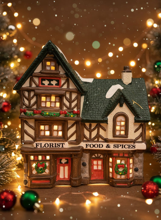 Estella’s "Pub Food & Spirits" porcelain lighted house from the Dickens Keepsake collection
