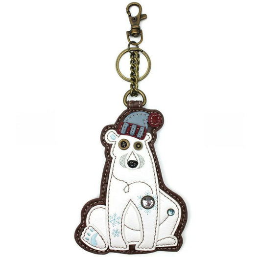 Anytime Crystals Chala Handbags Key Fob / Coin Purse - Polar Bear