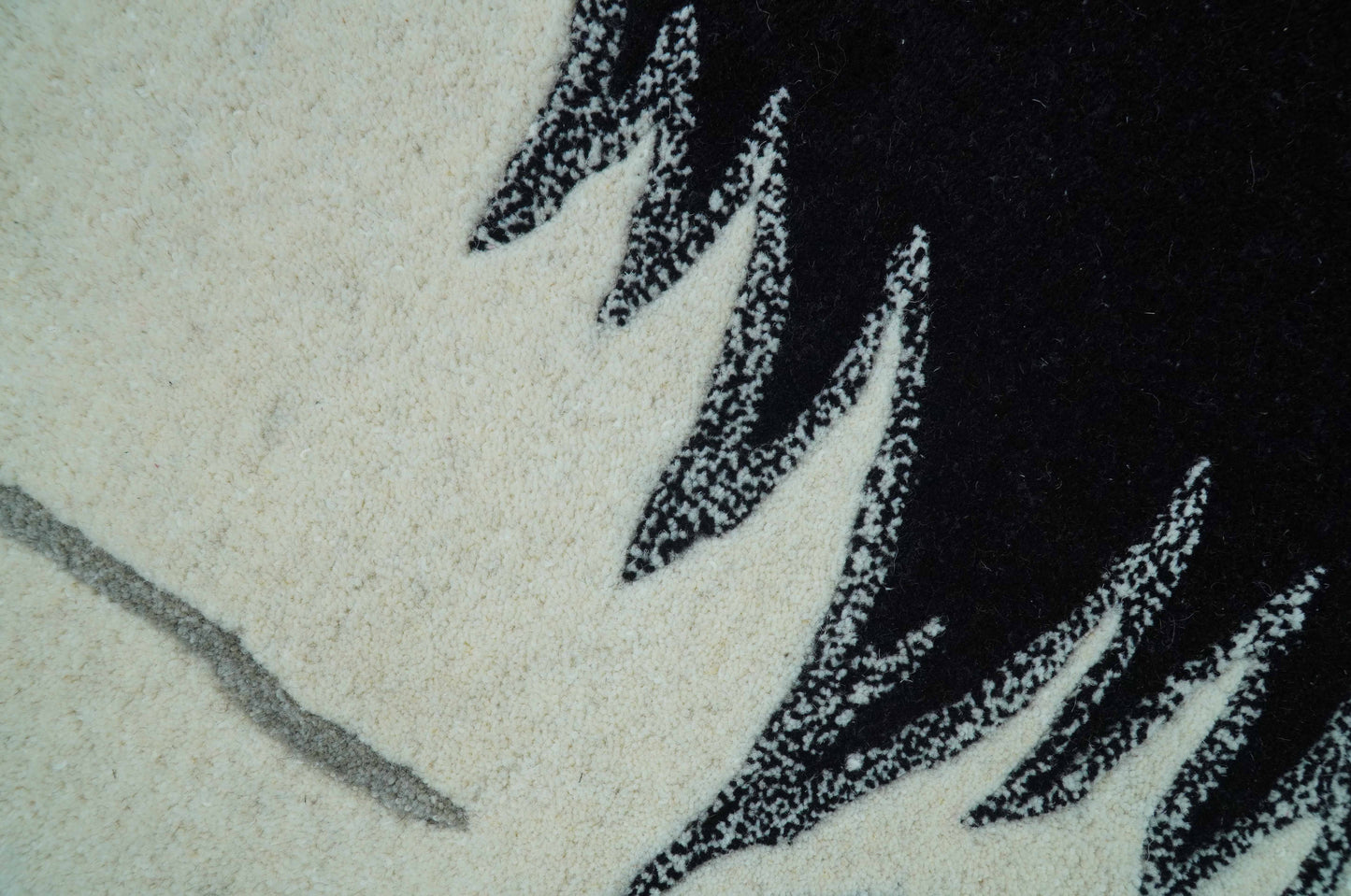 Hand Tufted 2x3 Animal Black And White Cat Wool Area Rug