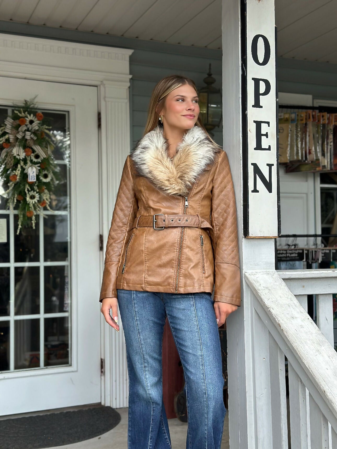Faux Fur Belted Jacket