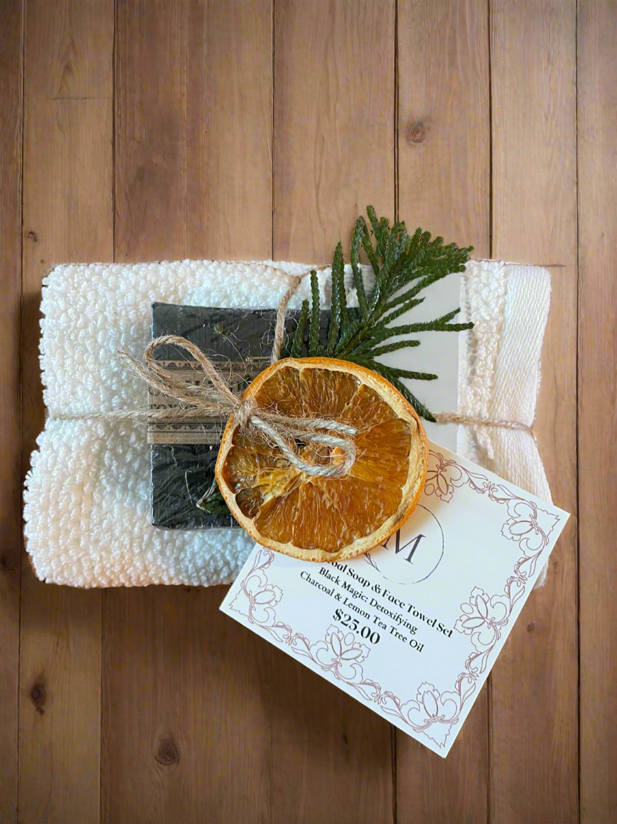 Charcoal Soap and Face Towel Gift Set