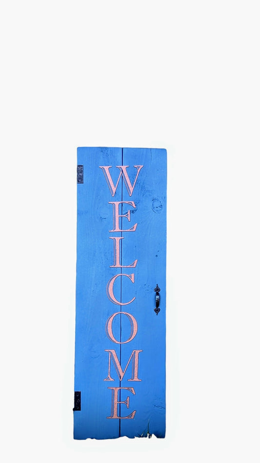 Blue Welcome Sign