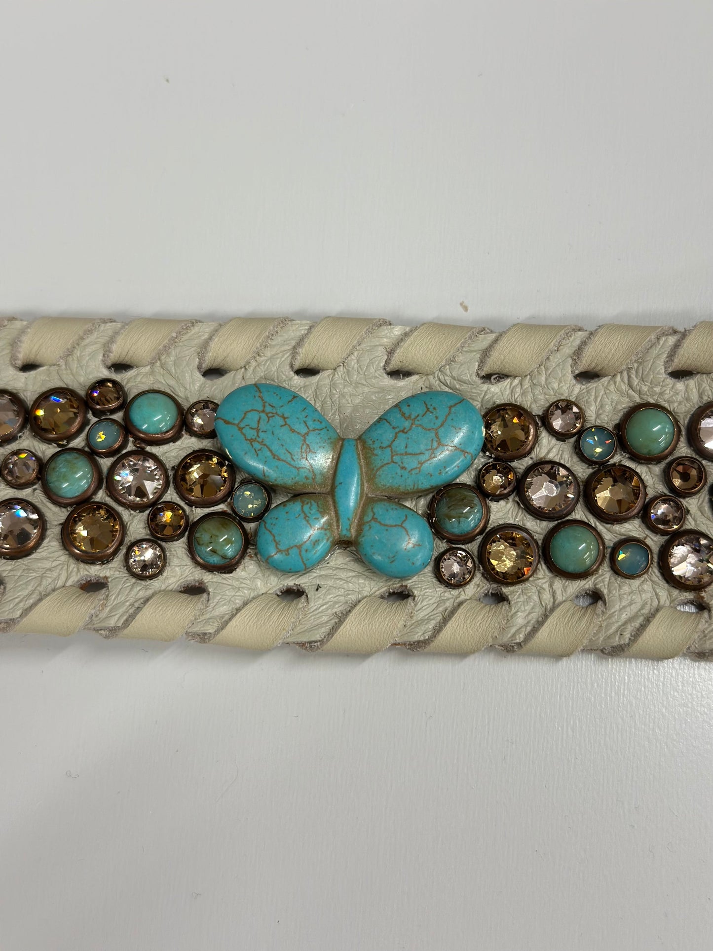 Kurtmen Bone Turquoise Butterfly Crystal Cuff Bracelet