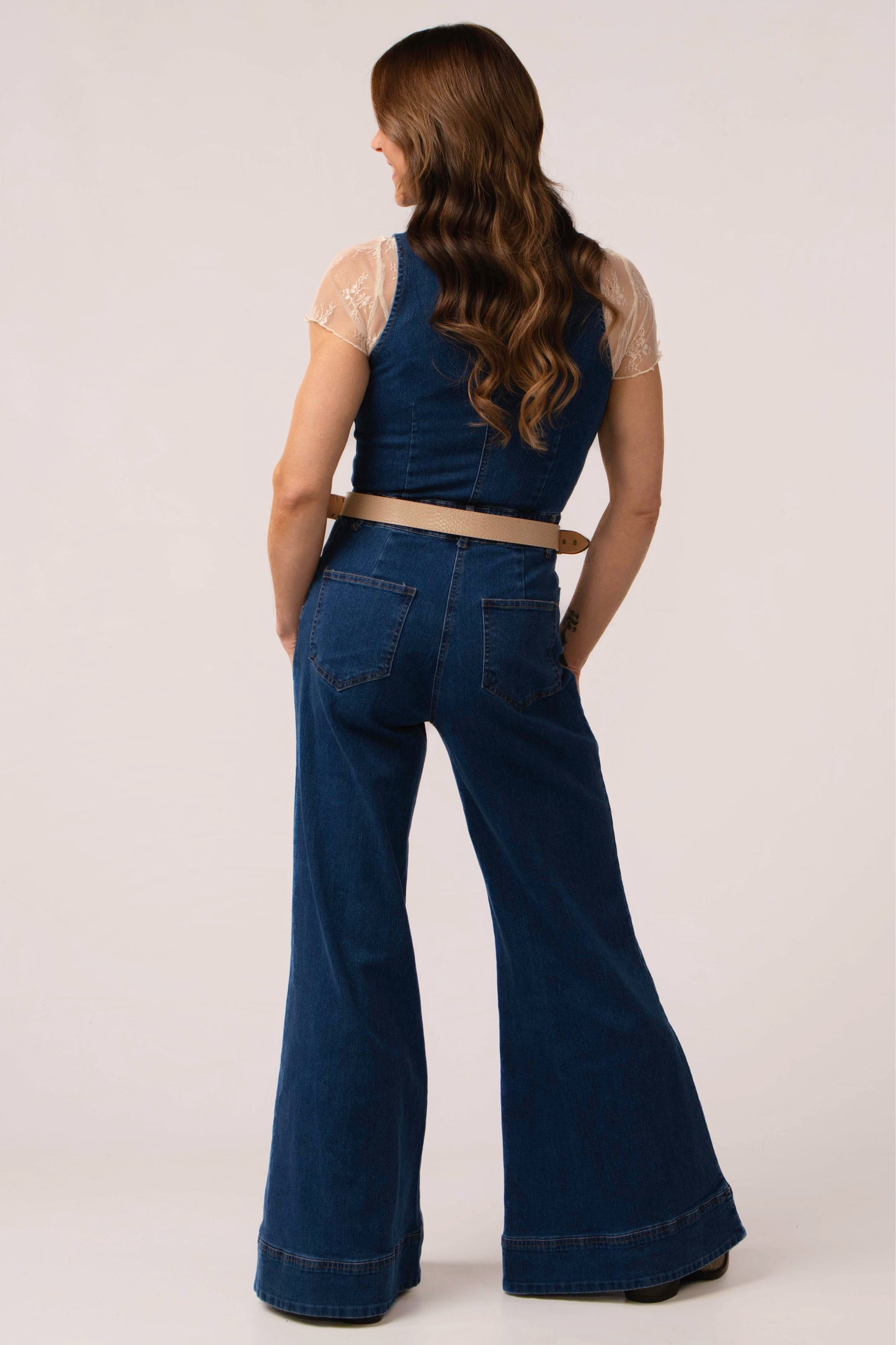 Wide Leg Denim Jumpsuit