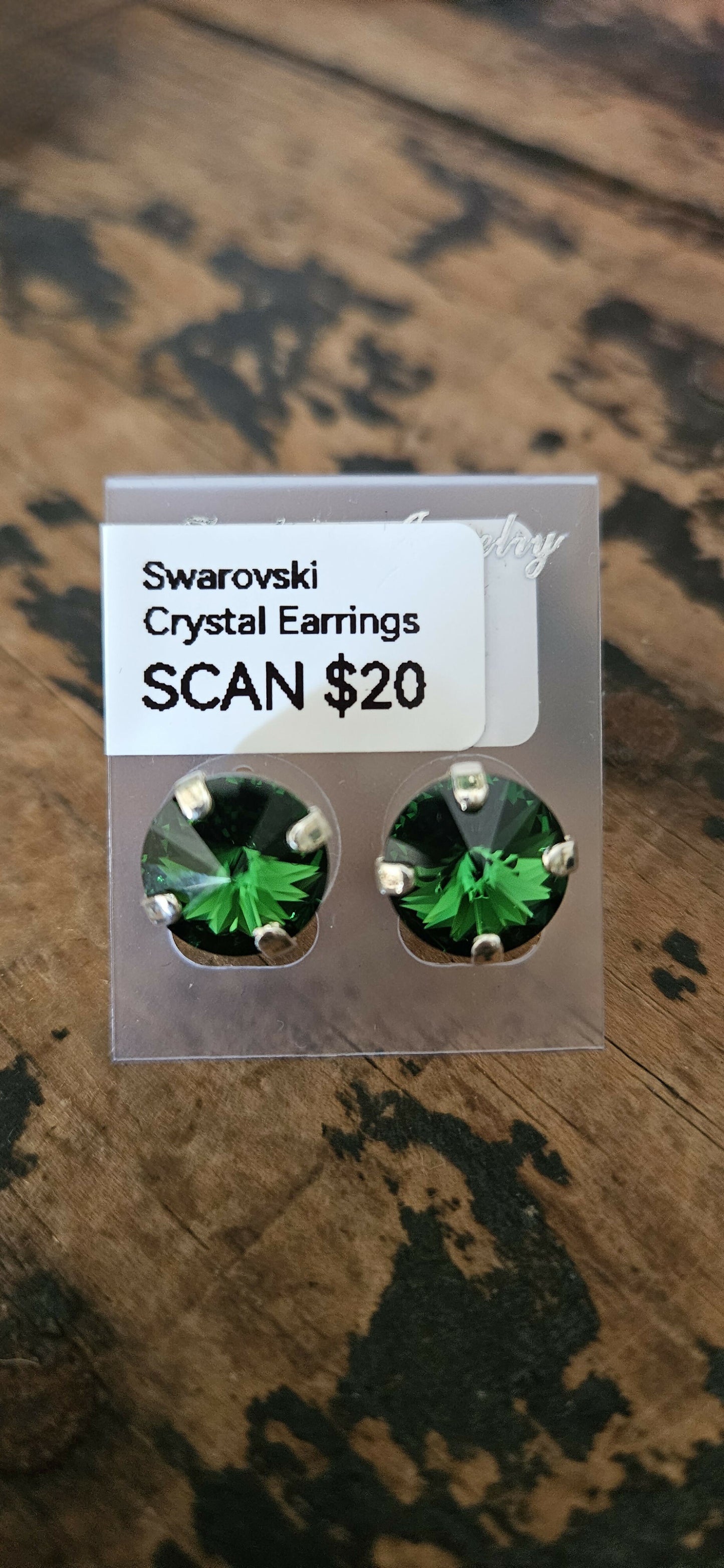 Anytime Crystals 12mm Pine Green Earrings