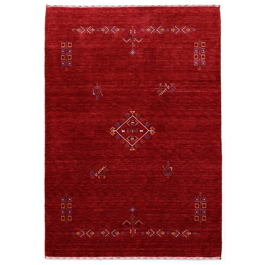 Red Center Medallion Tribal Design Hand Loomed Wool Area Rug