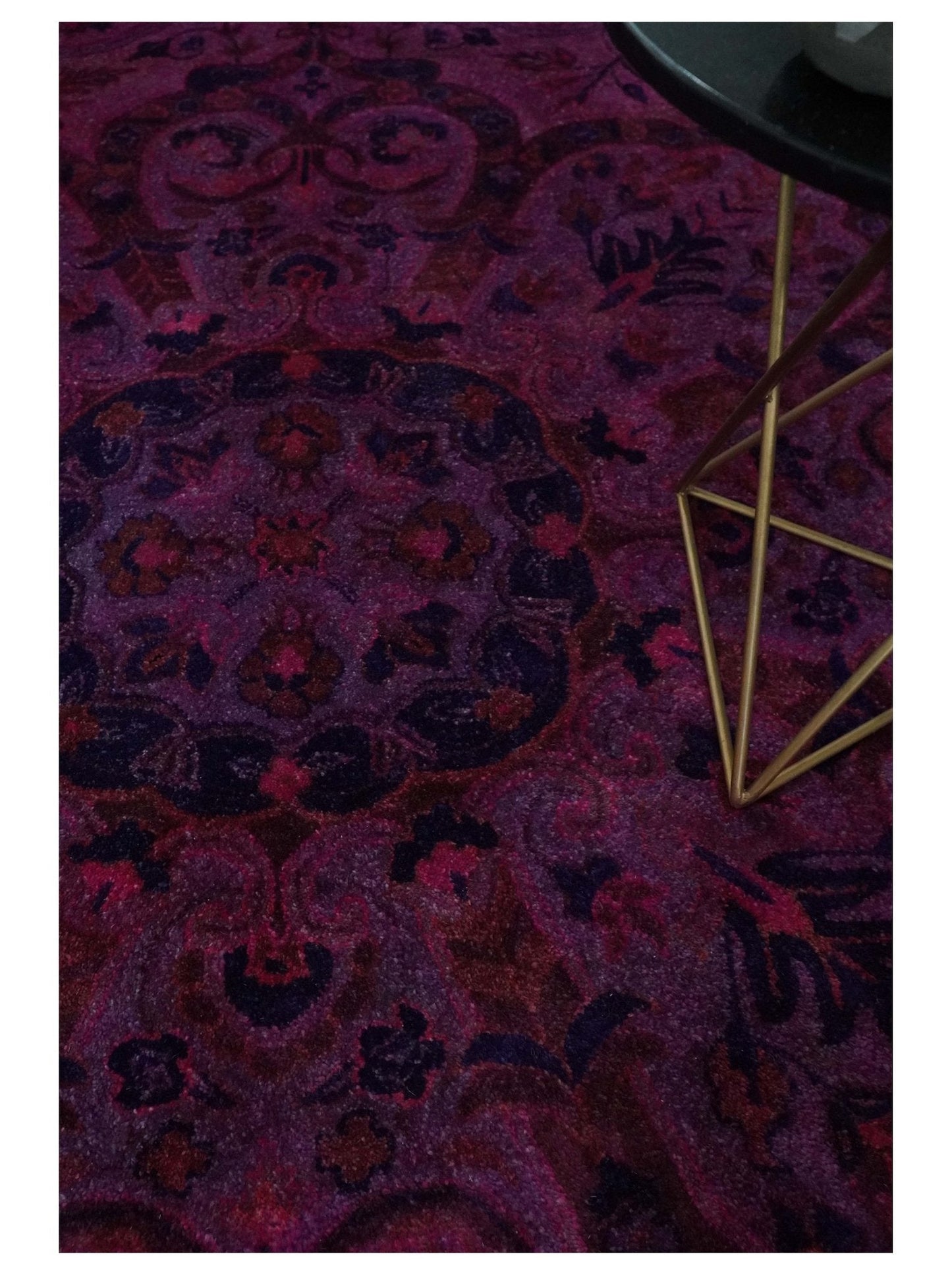 Overdyed Pink Traditional Floral Design Hand Tufted  Wool Area Rug