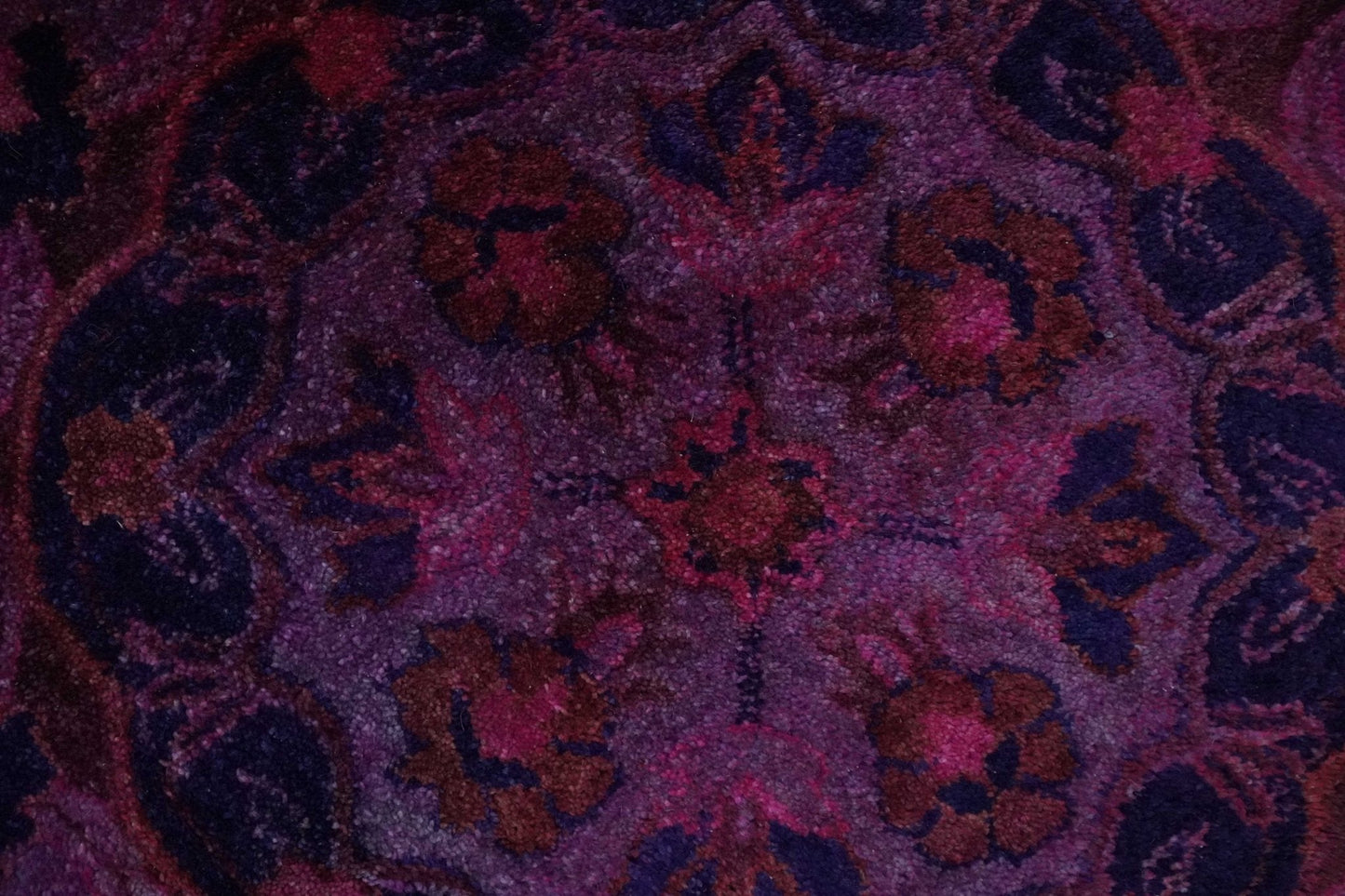 Overdyed Pink Traditional Floral Design Hand Tufted  Wool Area Rug