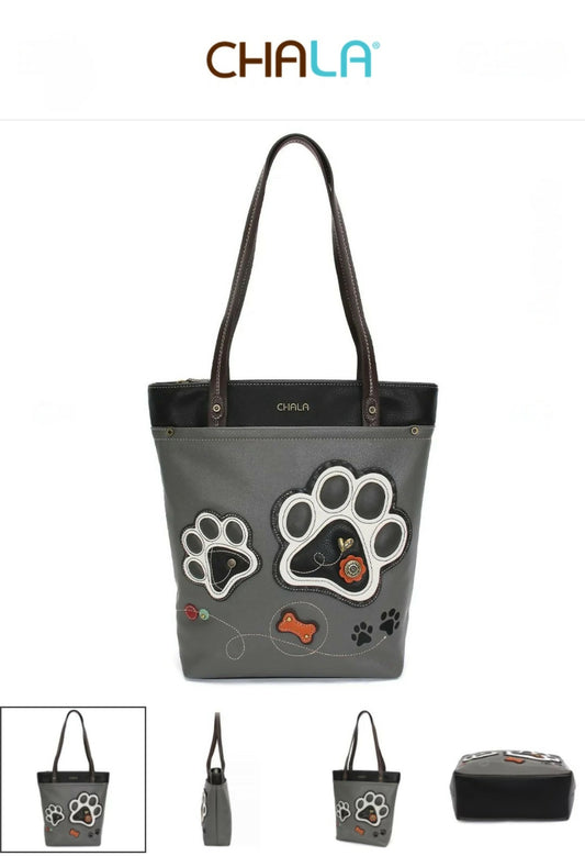 Anytime Crystals Chala Handbags Deluxe Everyday Tote - Pawprint