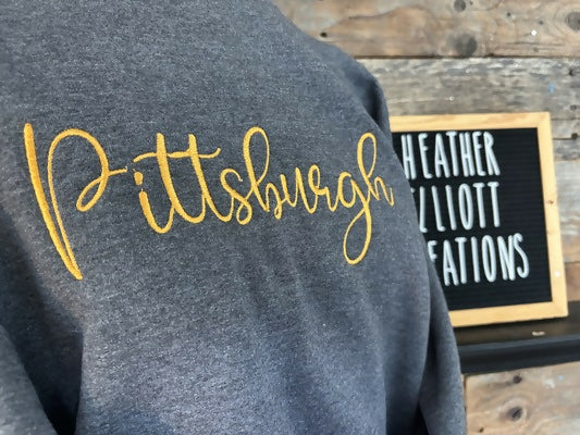 Cursive Pittsburgh Crewneck