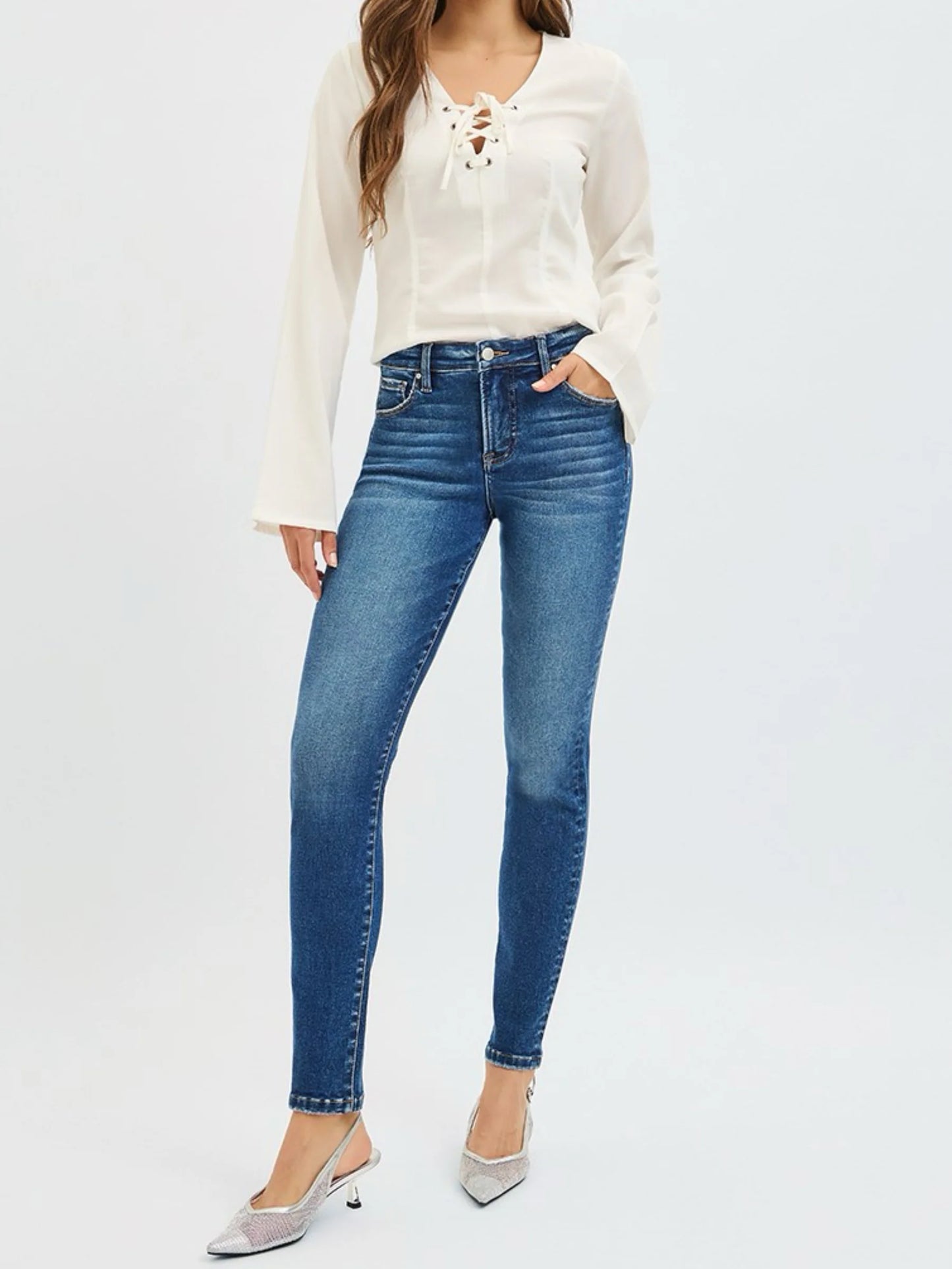 Risen Tummy Control Ankle Skinny Jeans