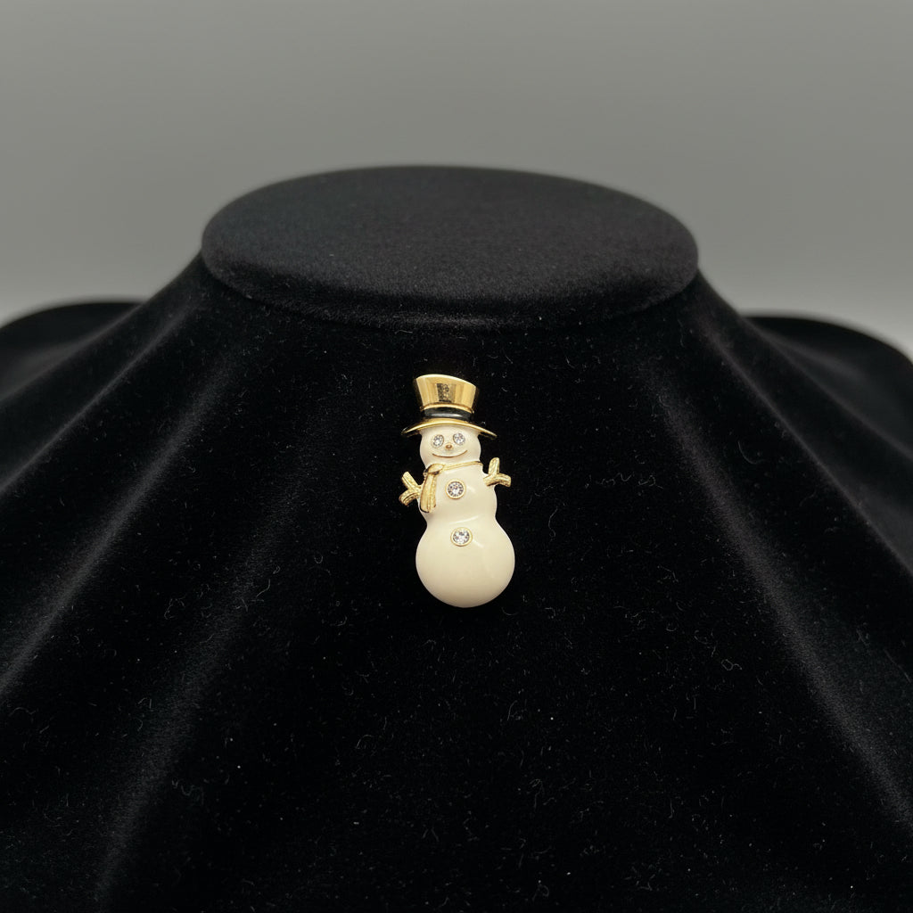 Snowman Broach with Rhinestone Accents