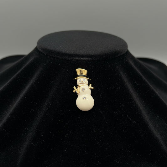 Snowman Broach with Rhinestone Accents