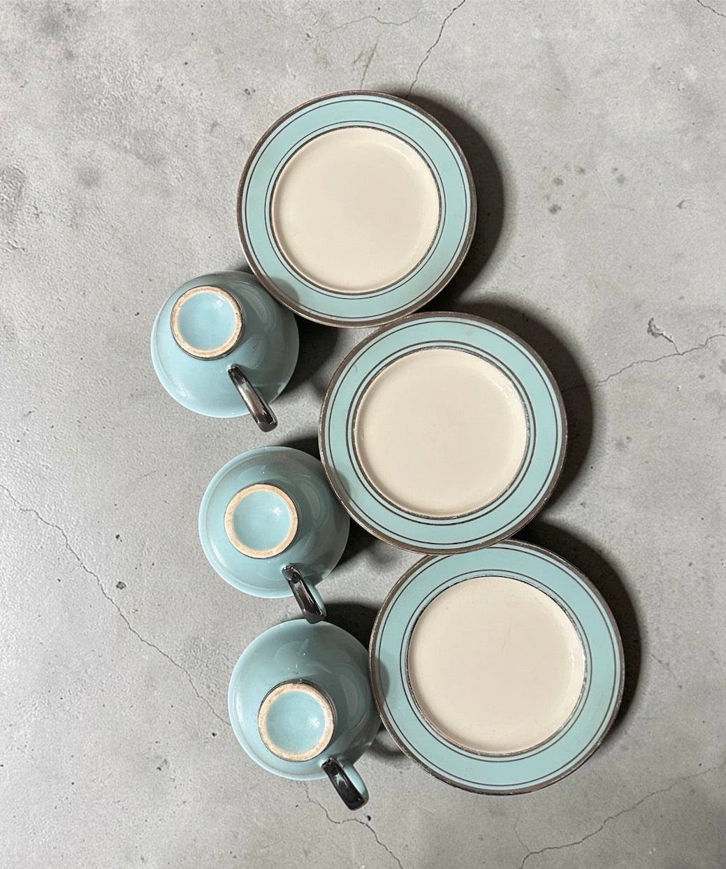 Vintage Blue/White/Silver Tea Cup