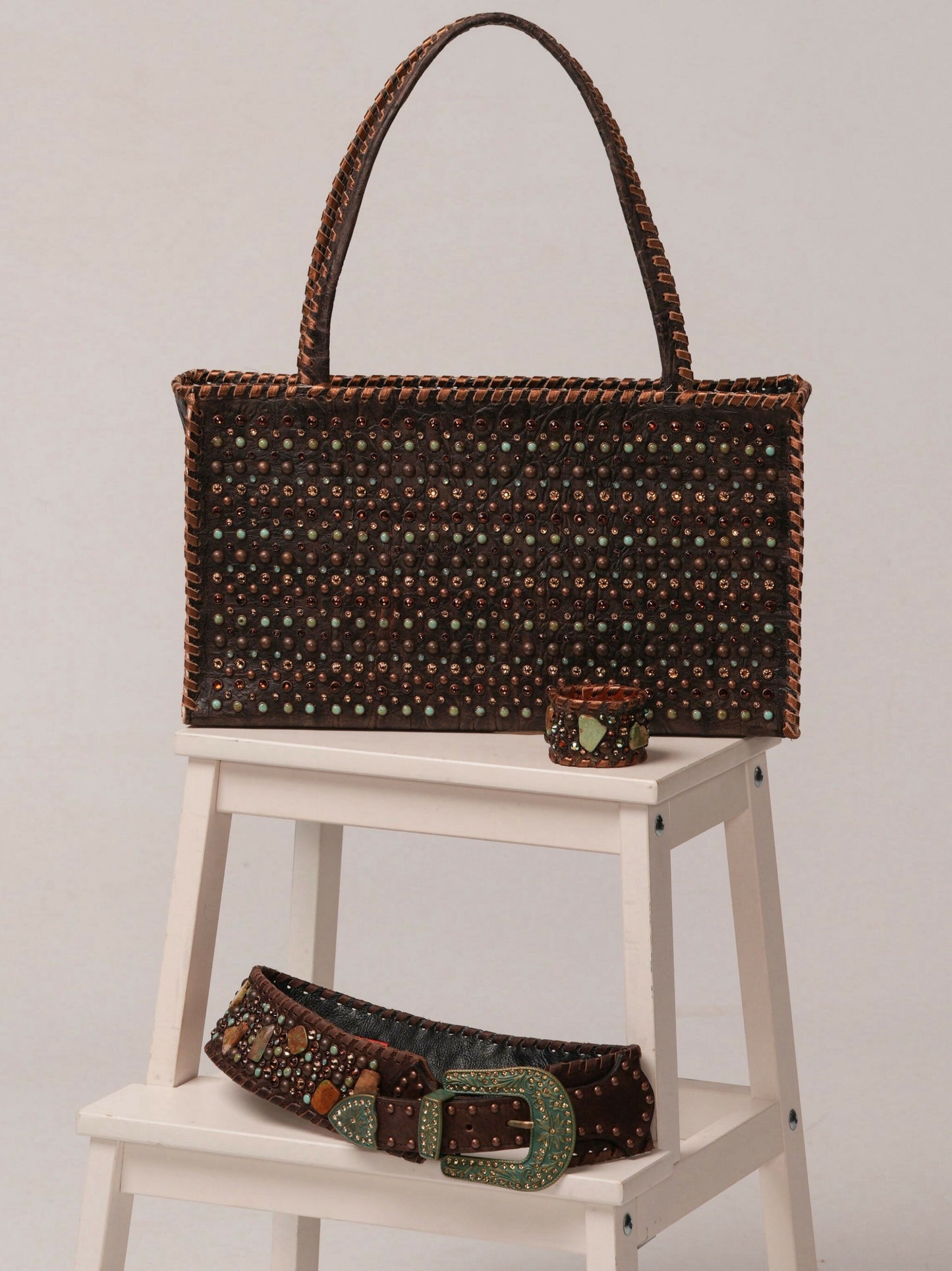 Kurtmen Bronze Crystal Stud Tote Bag