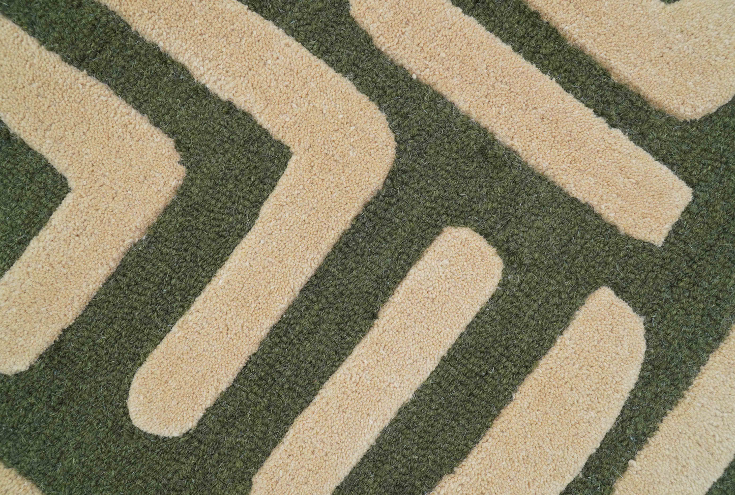 Maze Custom Made Modern Abstract Design Olive Hand Tufted Wool Area Rug